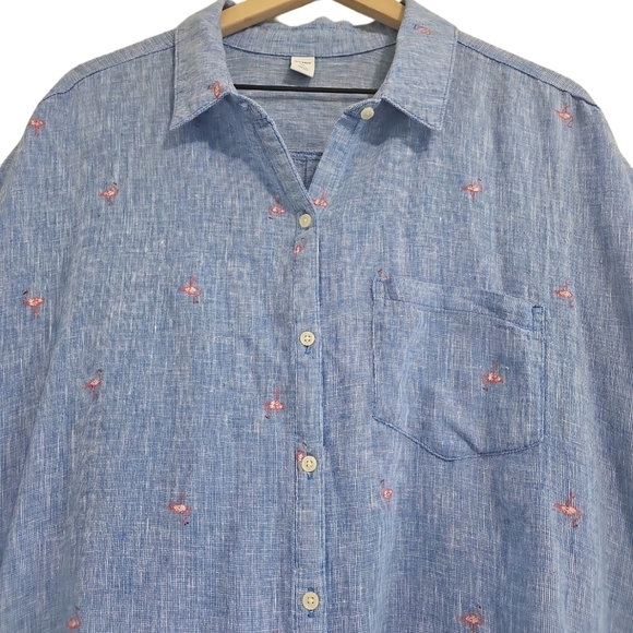 ๐ข 3 for $30 ๐ข OLD NAVY FLAMINGO PRINT TIE FRONT TOP - Picture 4 of 11